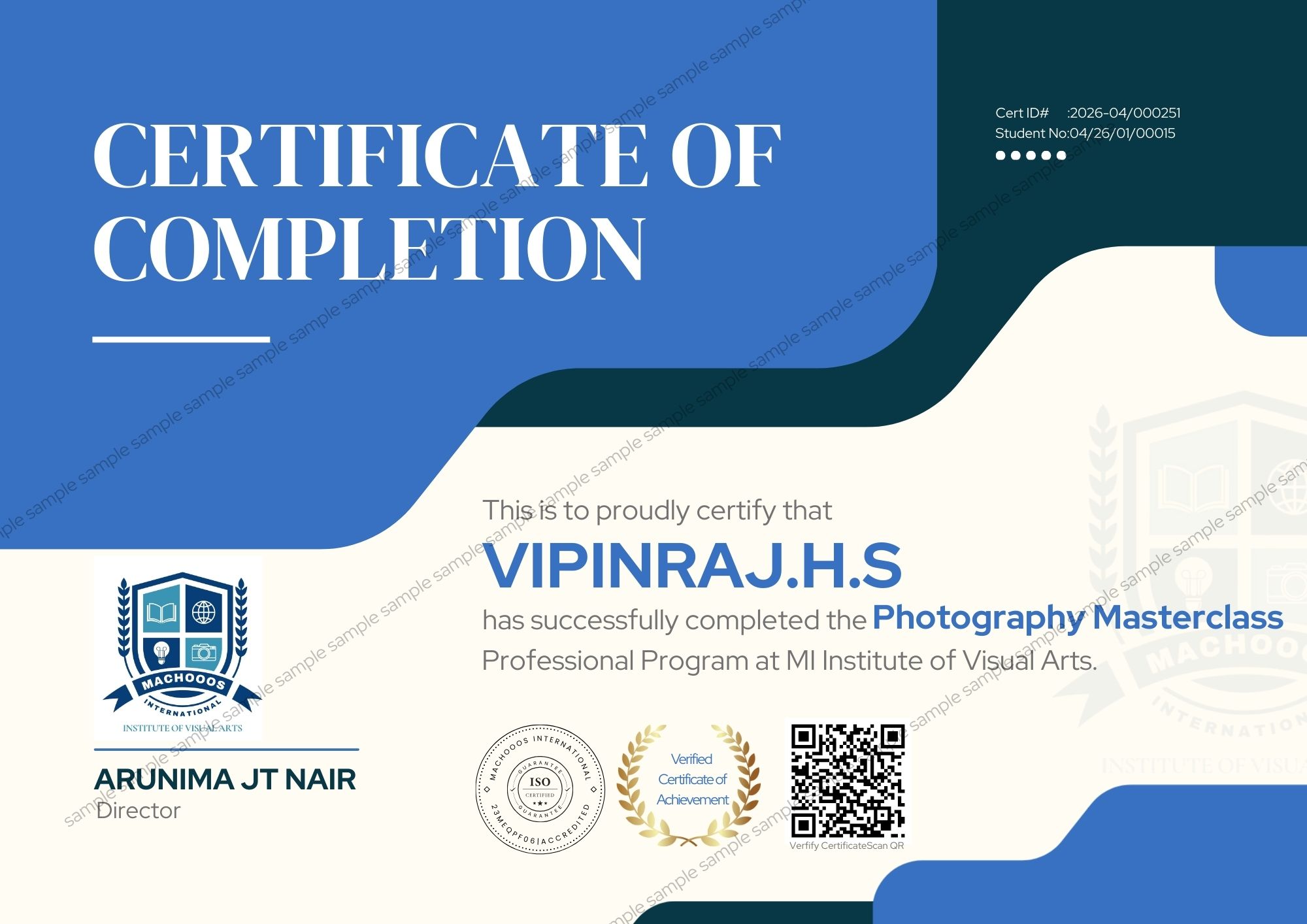 MI Institute Certificate